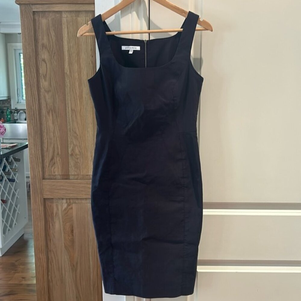 JUDITH & CHARLES blue purple sheath dress linen blend 6